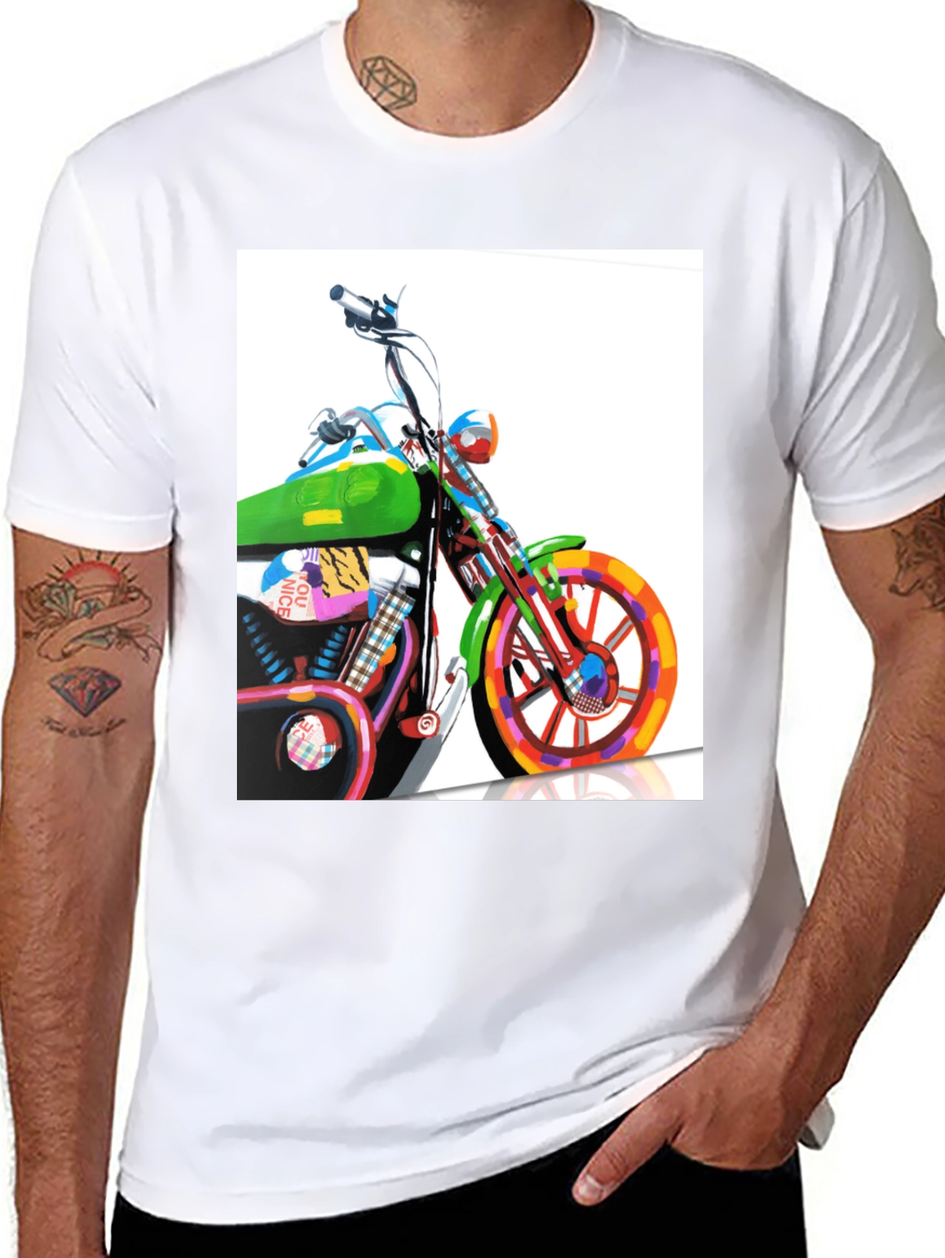 Motorcycle Graphic Tee - Artistic Biker T-Shirt