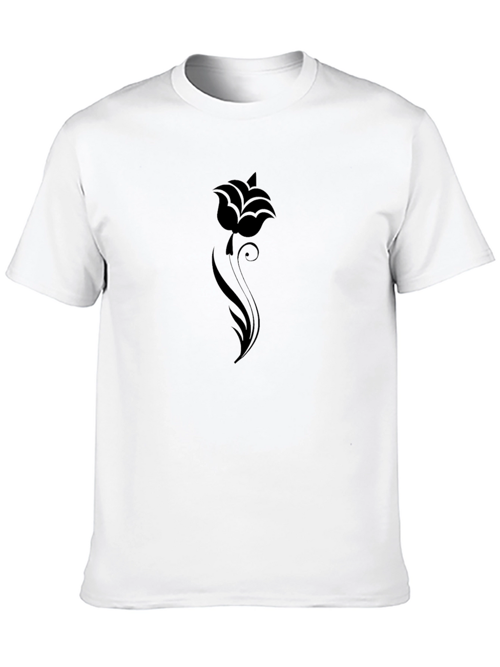 Black Floral Print Graphic Tee - Casual Style