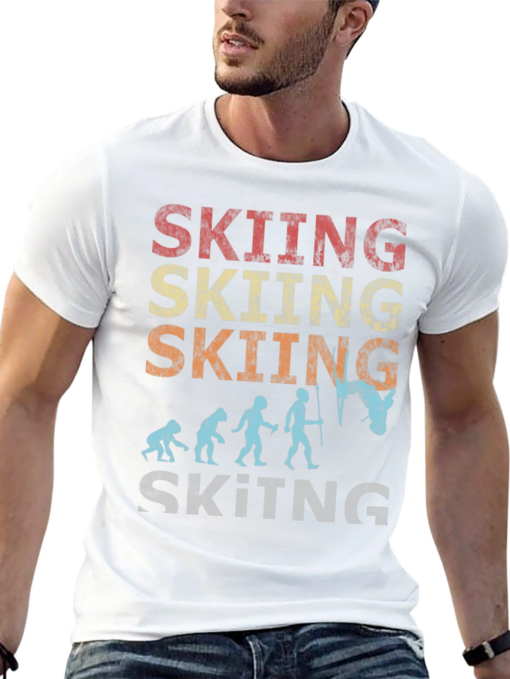 Skiing Evolution Graphic Tee - Black