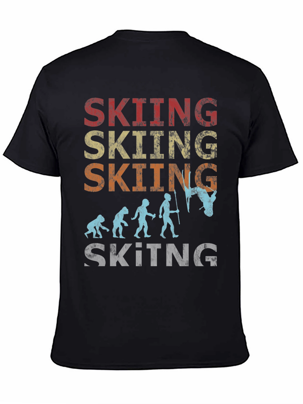 Skiing Evolution Graphic Tee - Black