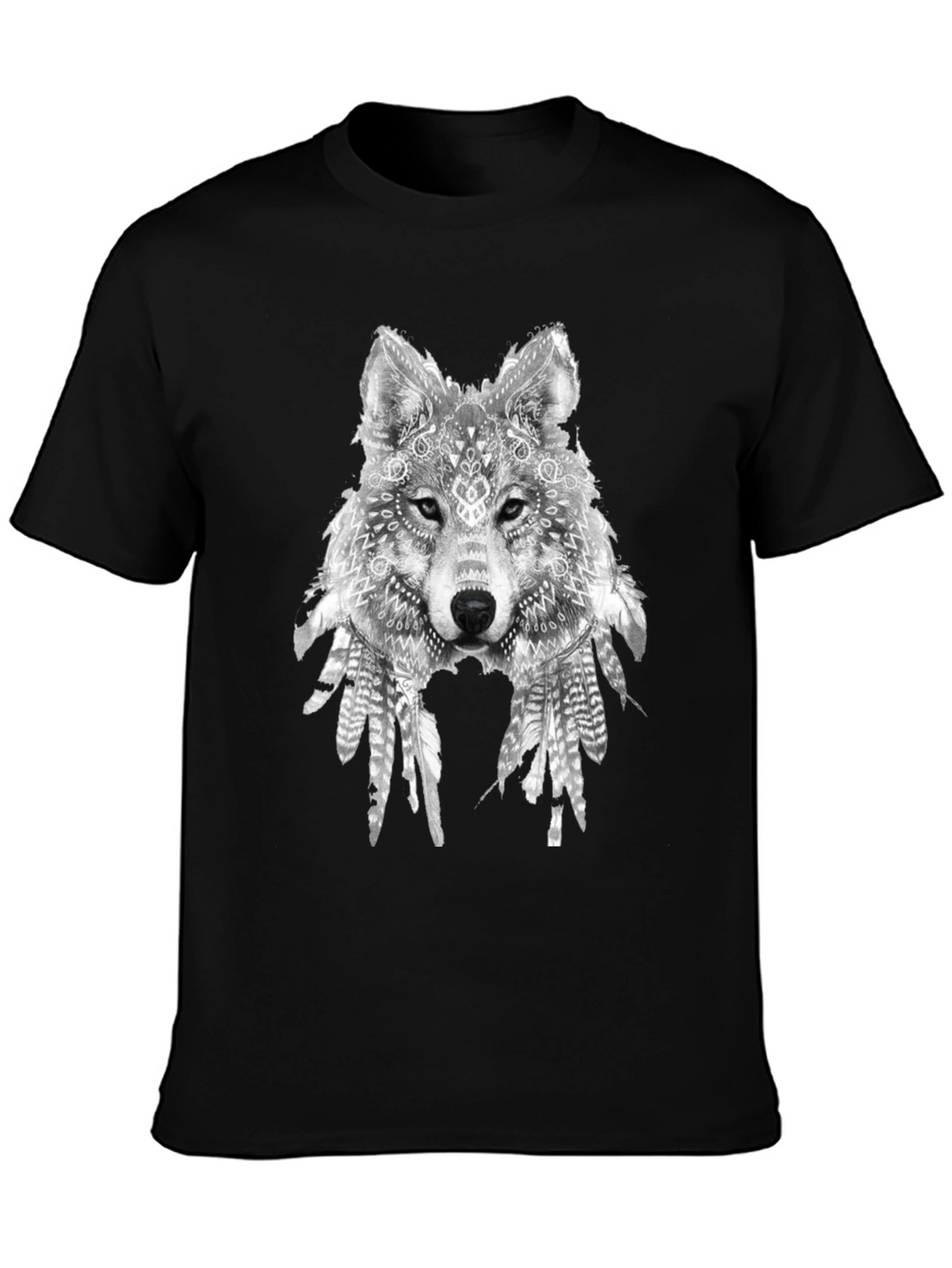 Wolf Graphic Print Black T-Shirt