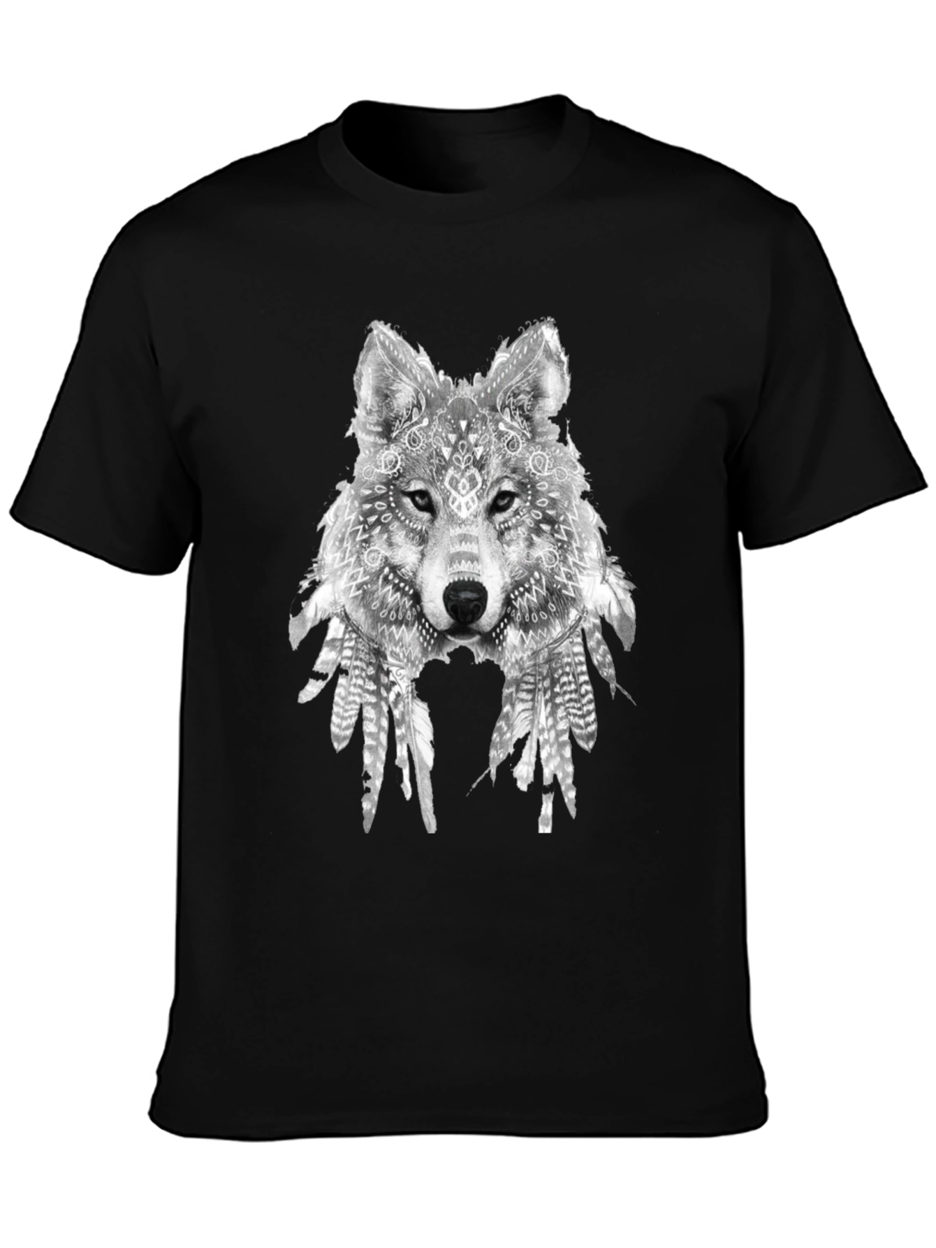 Wolf Graphic Print Black T-Shirt