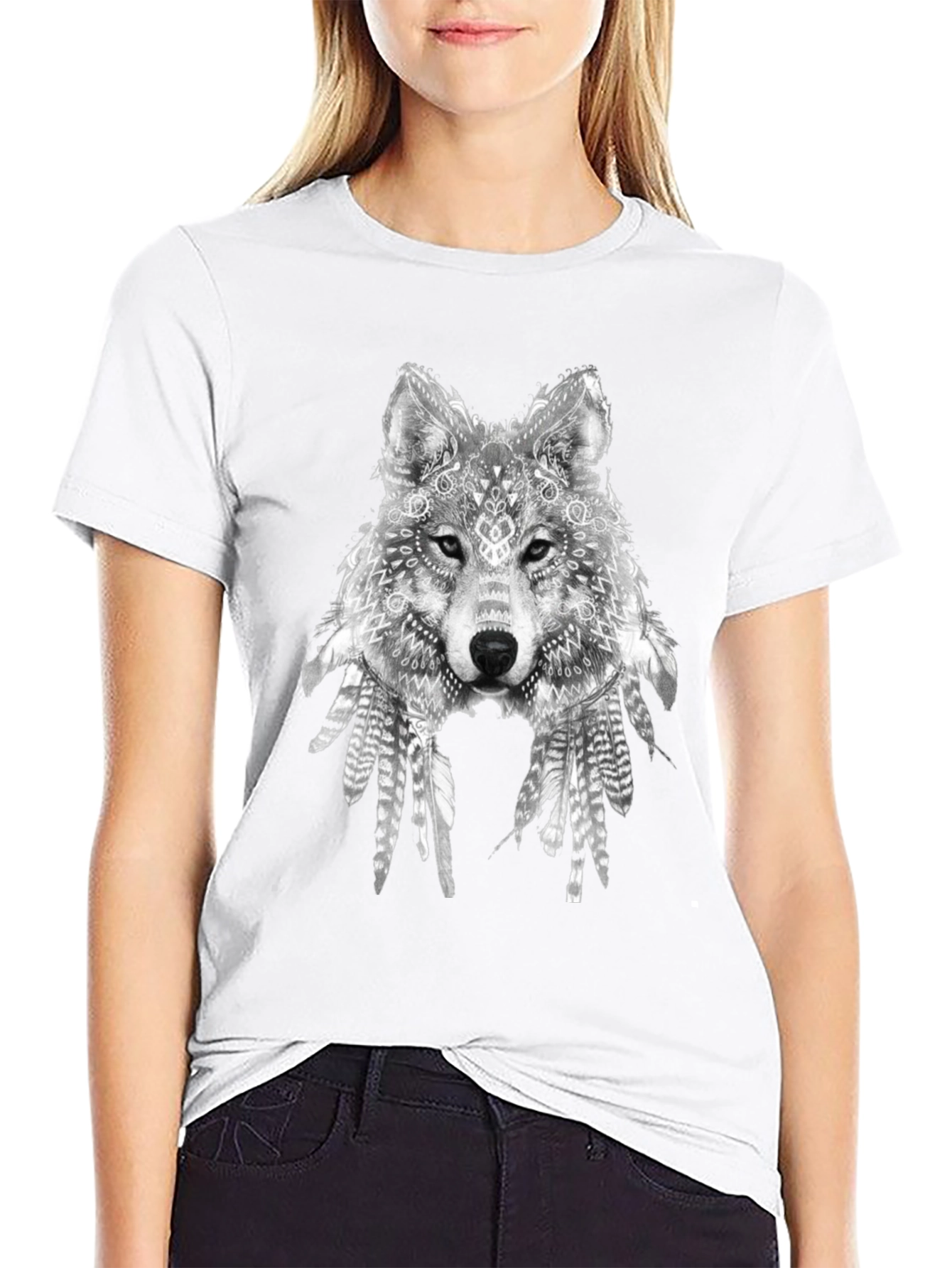 Wolf Graphic Print Black T-Shirt