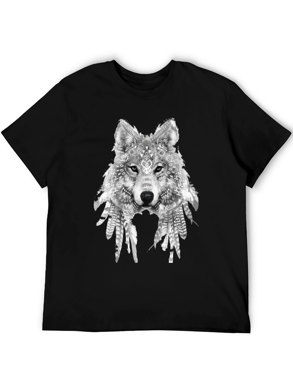 Wolf Graphic Print Black T-Shirt