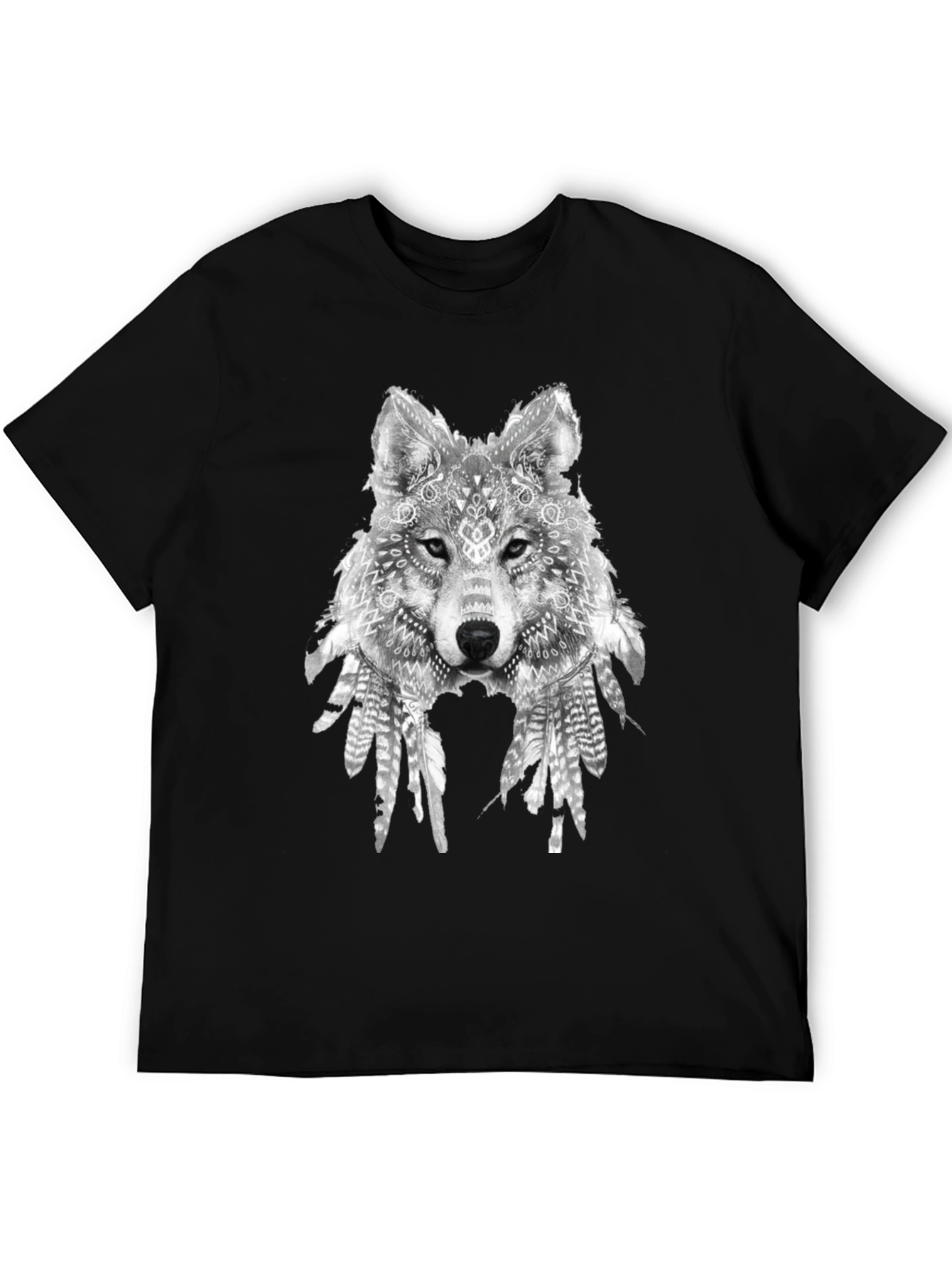 Wolf Graphic Print Black T-Shirt