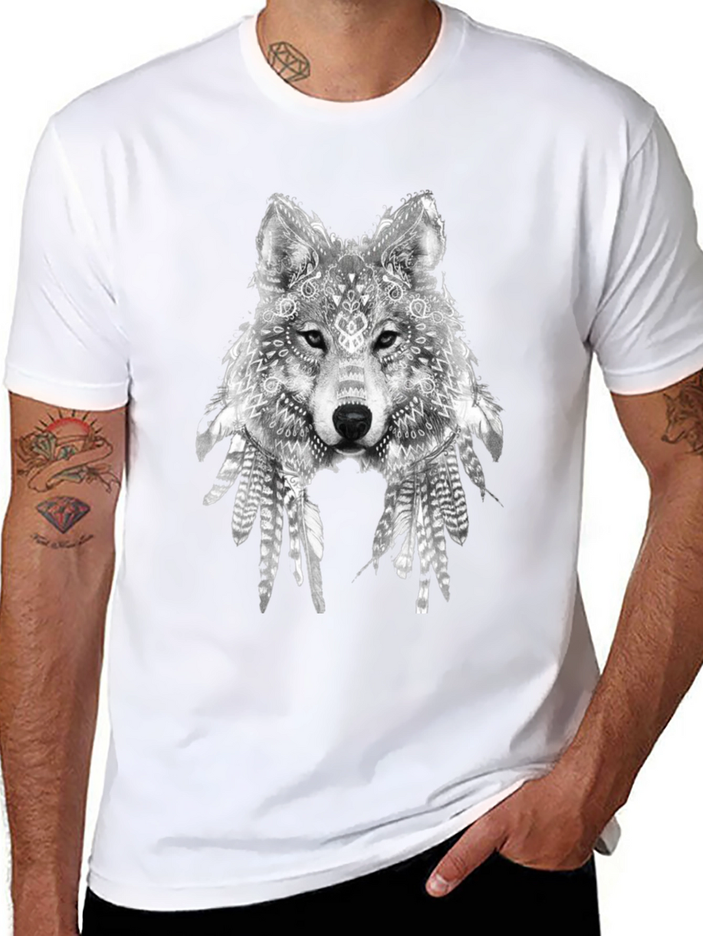 Wolf Graphic Print Black T-Shirt