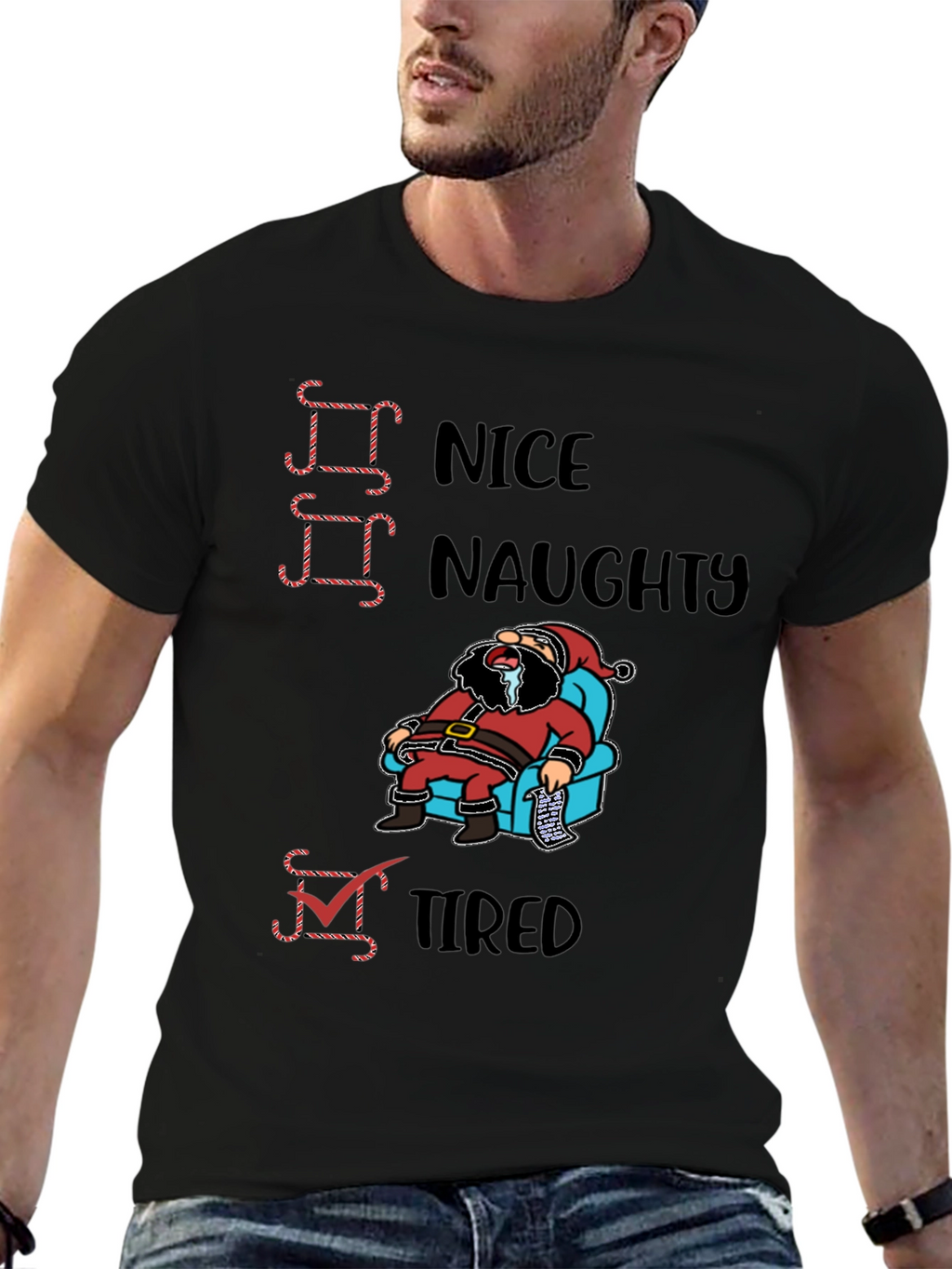 Tired Santa Christmas Graphic T-Shirt