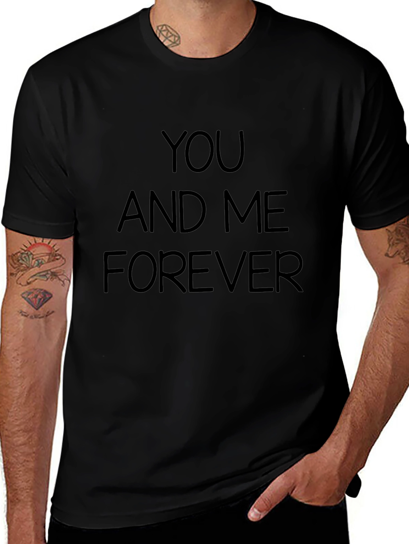 You and Me Forever Black Graphic Tee