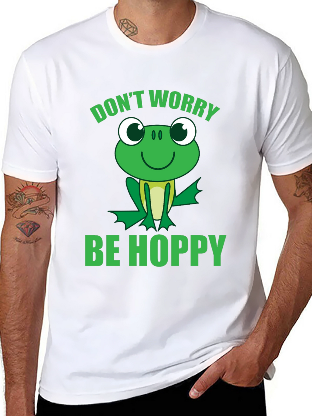 Dont Worry Be Hoppy Frog Graphic T-Shirt