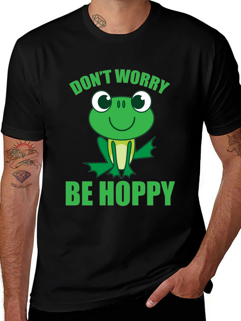 Dont Worry Be Hoppy Frog Graphic T-Shirt