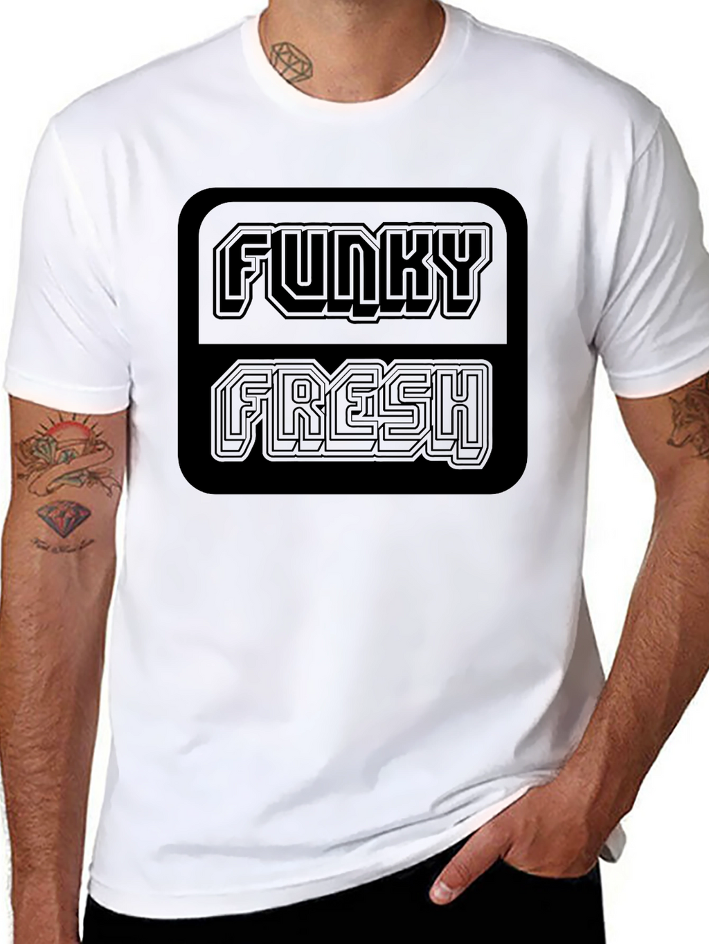 Funky Fresh Graphic Tee - Black Crew Neck T-Shirt