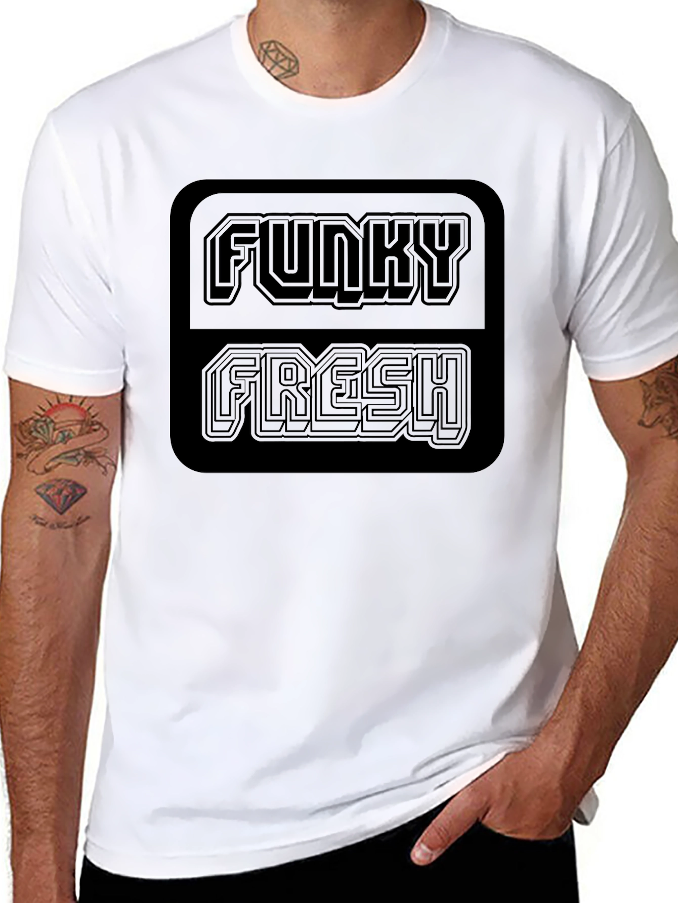 Funky Fresh Graphic Tee - Black Crew Neck T-Shirt