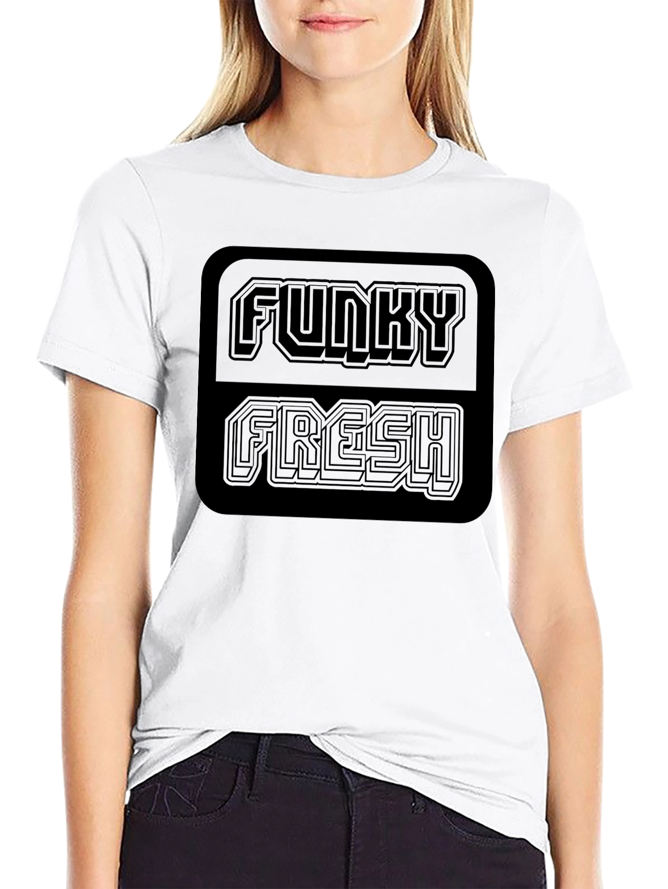 Funky Fresh Graphic Tee - Black Crew Neck T-Shirt