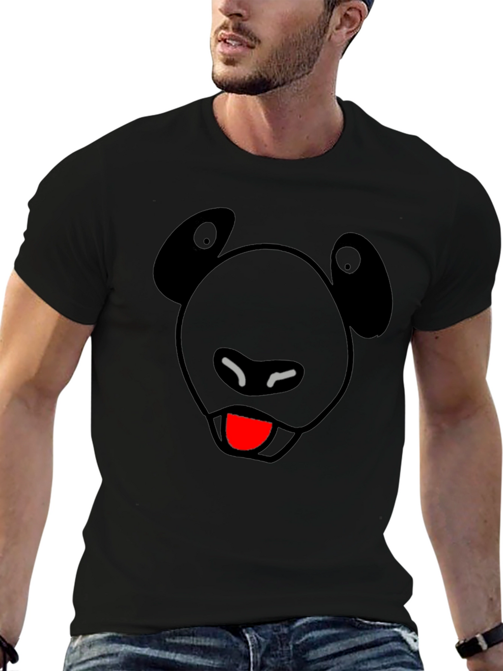 Funny Panda Face Black Graphic Tee