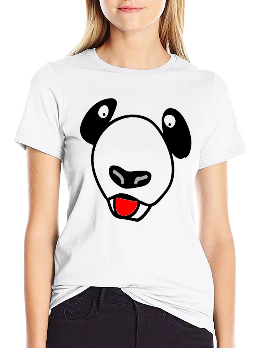 Funny Panda Face Black Graphic Tee
