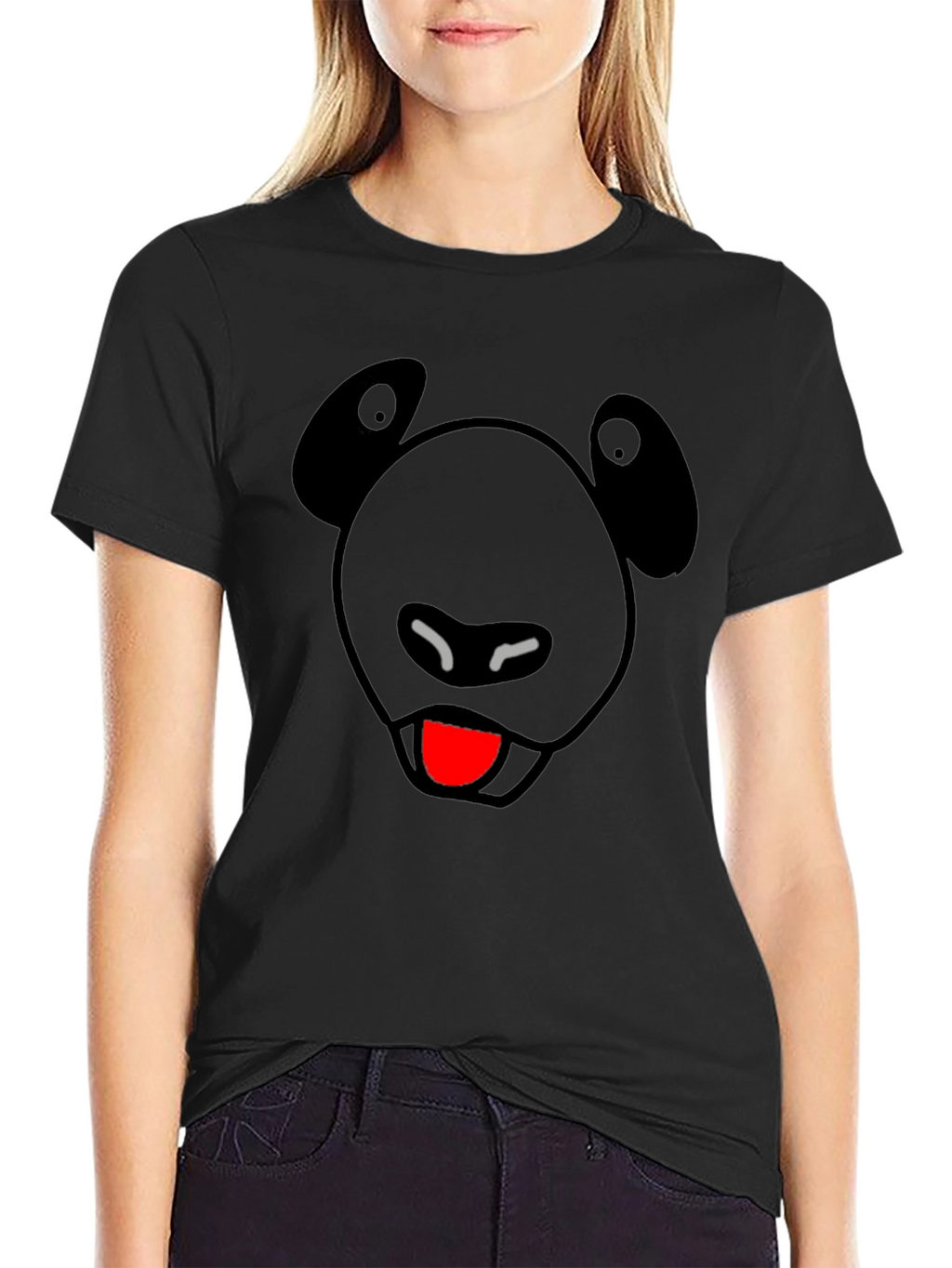 Funny Panda Face Black Graphic Tee