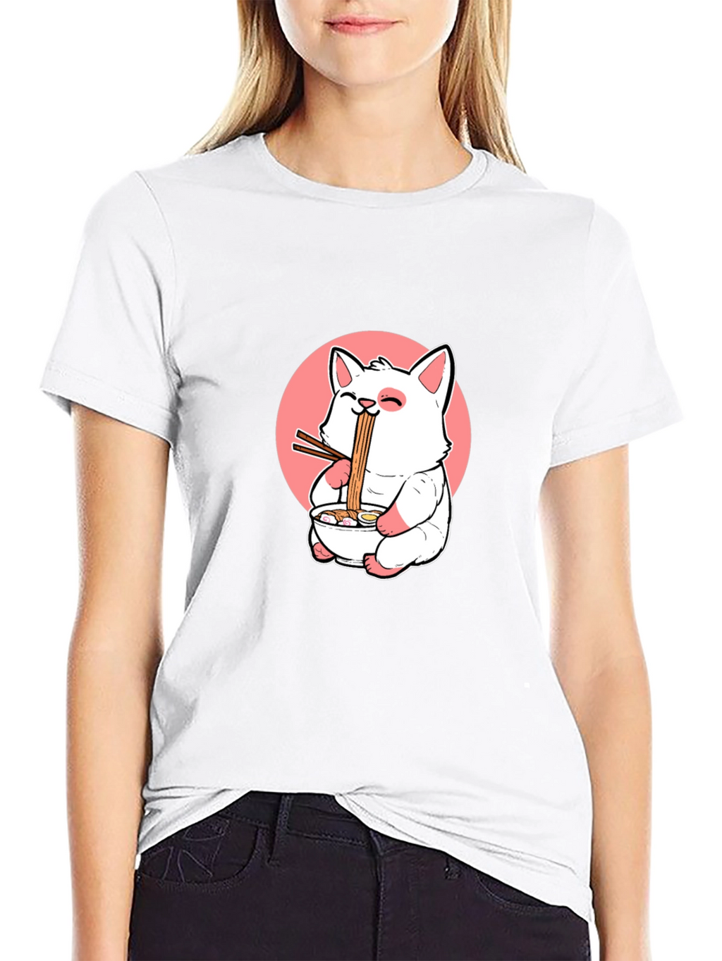Ramen Cat Graphic T-Shirt - Cute Japanese Anime Tee