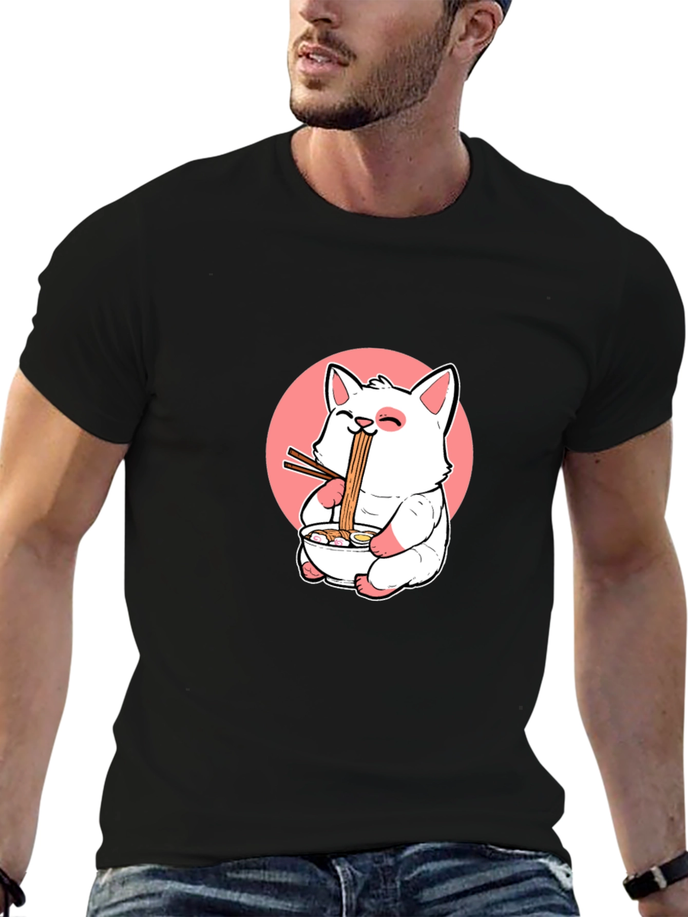 Ramen Cat Graphic T-Shirt - Cute Japanese Anime Tee