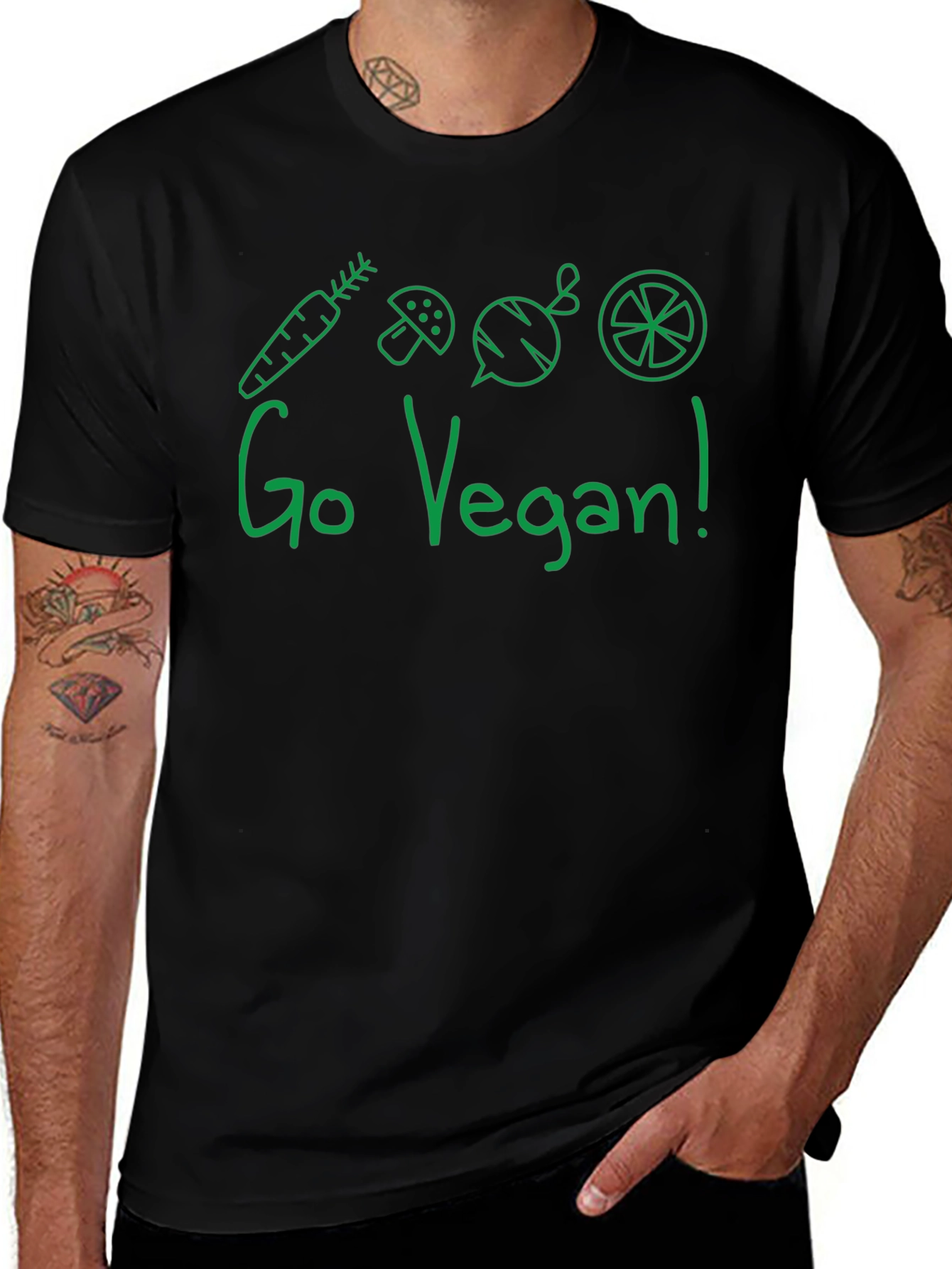 Go Vegan T-Shirt - Green Graphic Tee