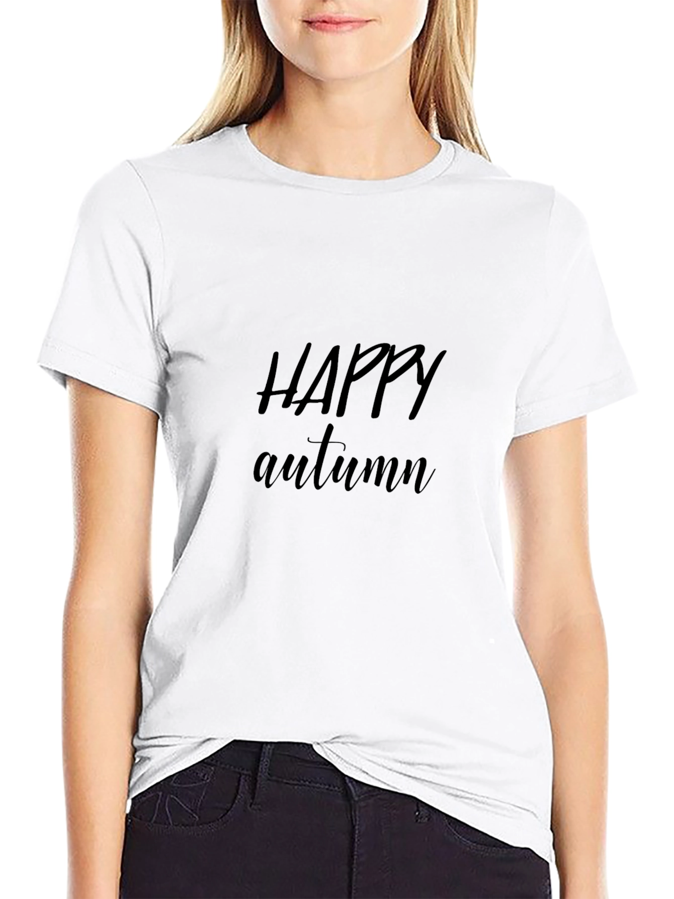 Happy Autumn Black Graphic T-Shirt