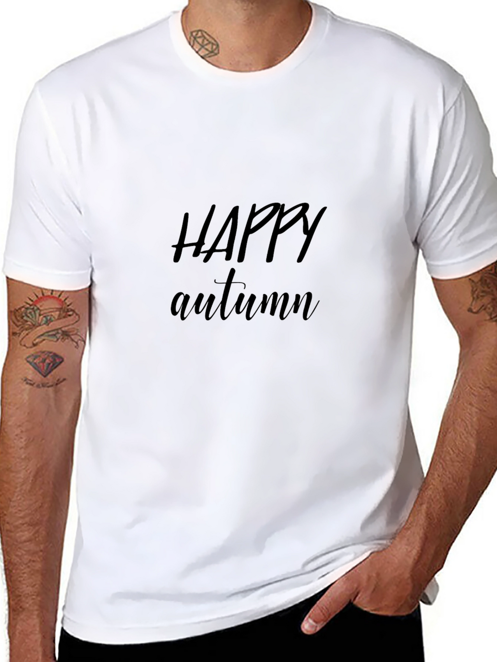 Happy Autumn Black Graphic T-Shirt