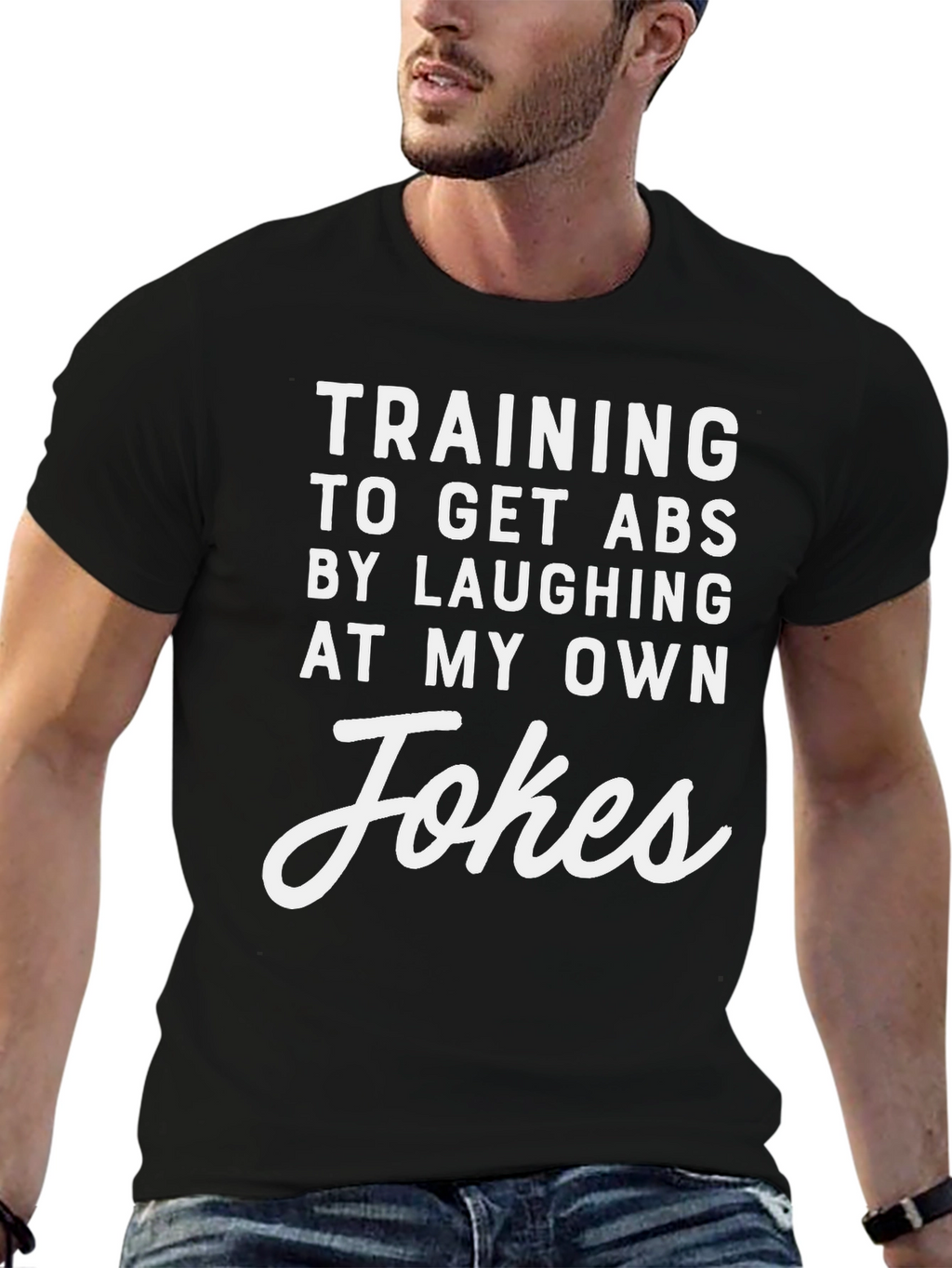 Funny Training for Abs Black T-Shirt