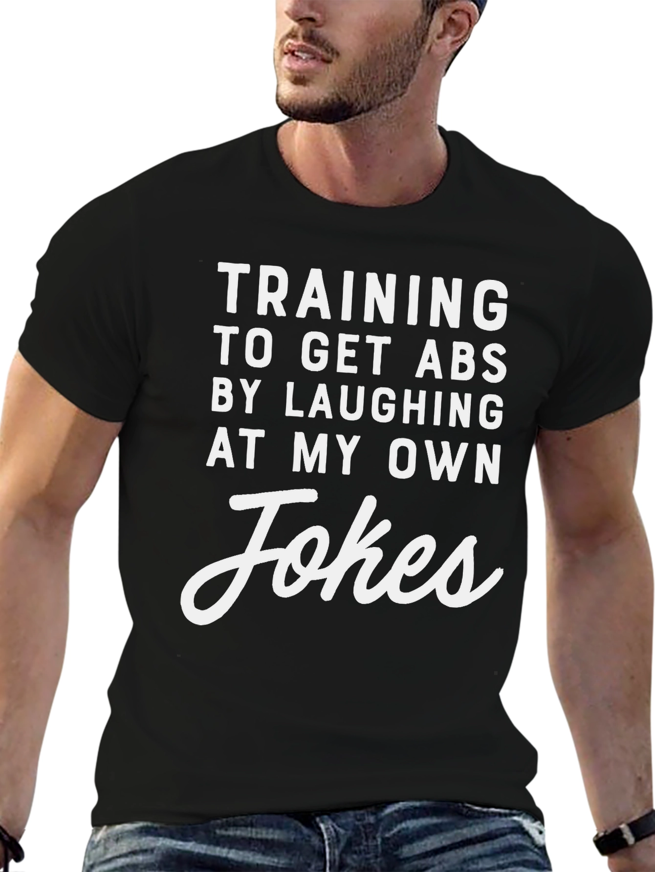 Funny Training for Abs Black T-Shirt