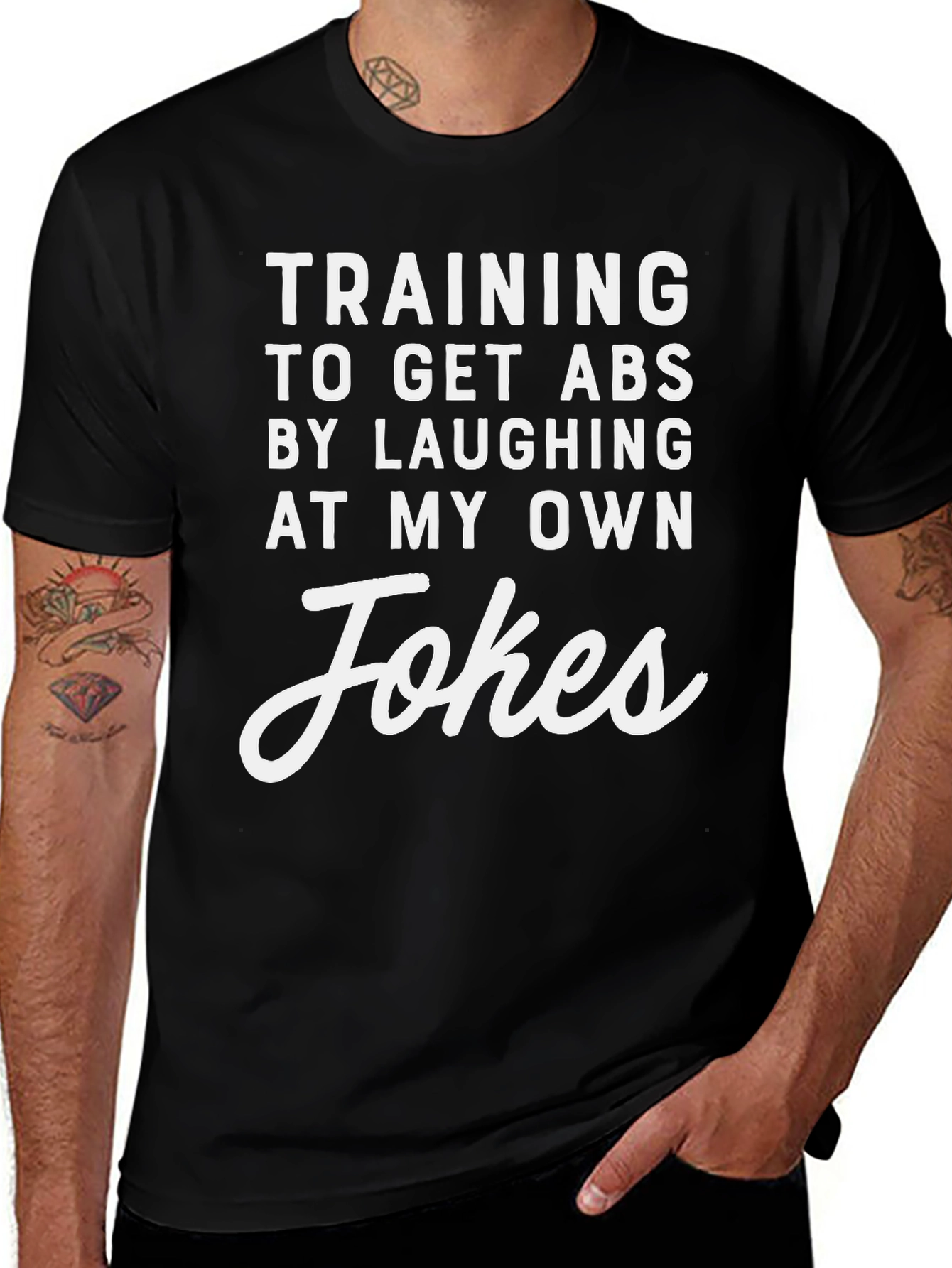 Funny Training for Abs Black T-Shirt