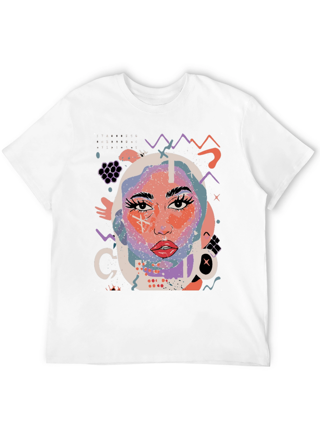 Abstract Face Graphic Black T-Shirt