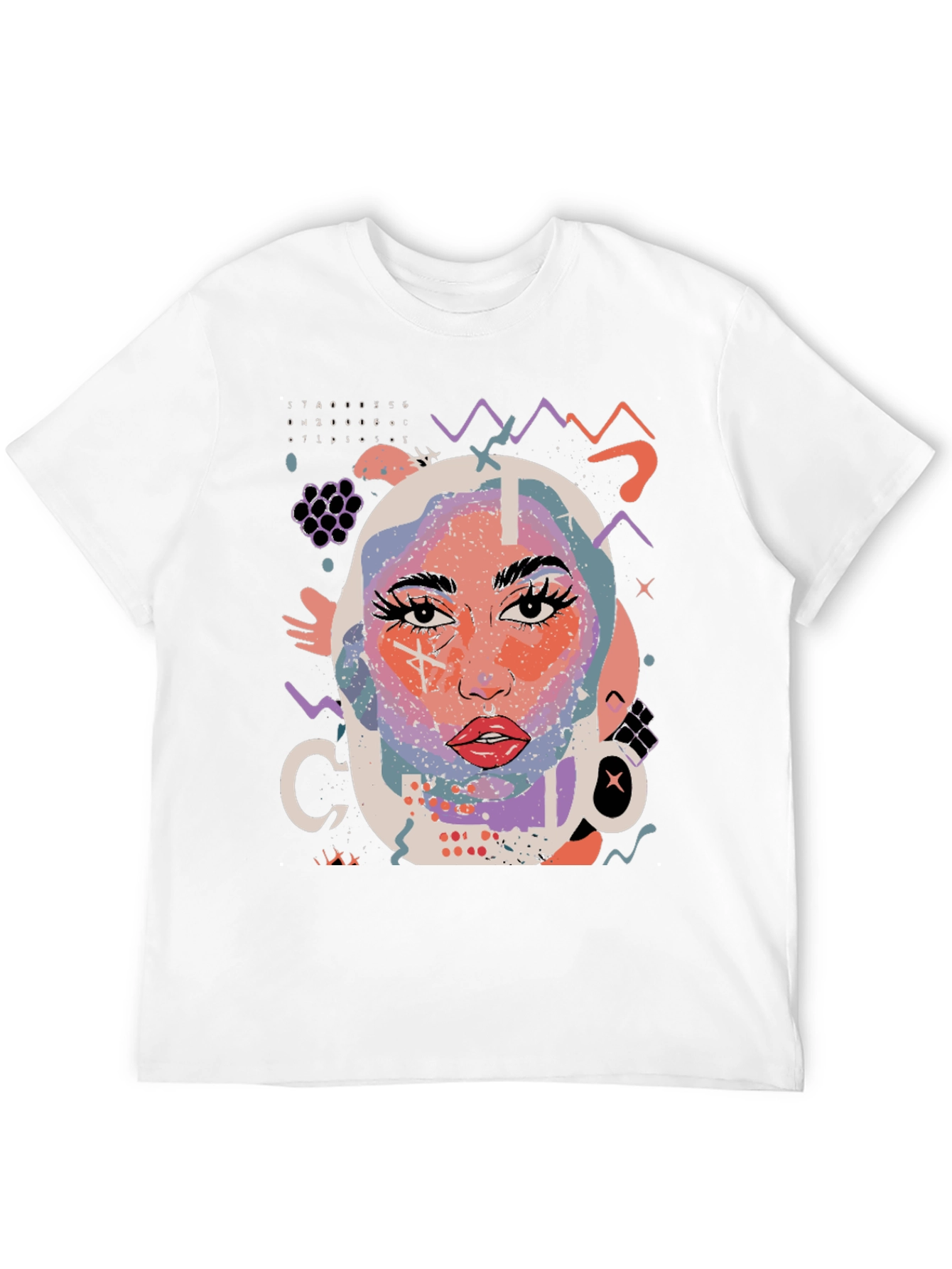 Abstract Face Graphic Black T-Shirt