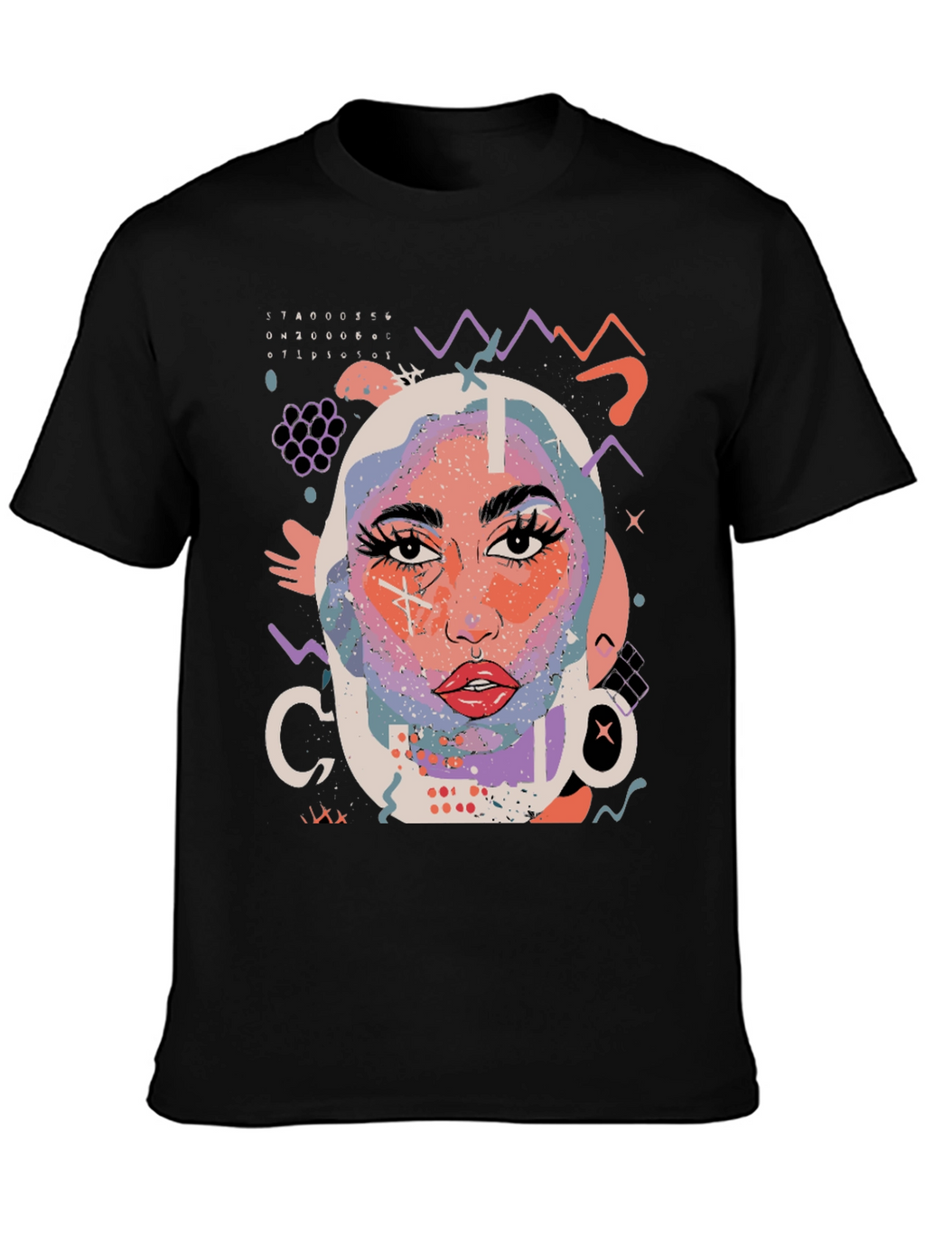 Abstract Face Graphic Black T-Shirt