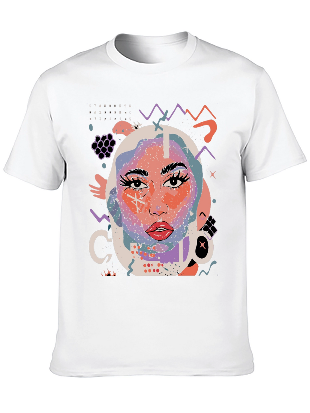 Abstract Face Graphic Black T-Shirt