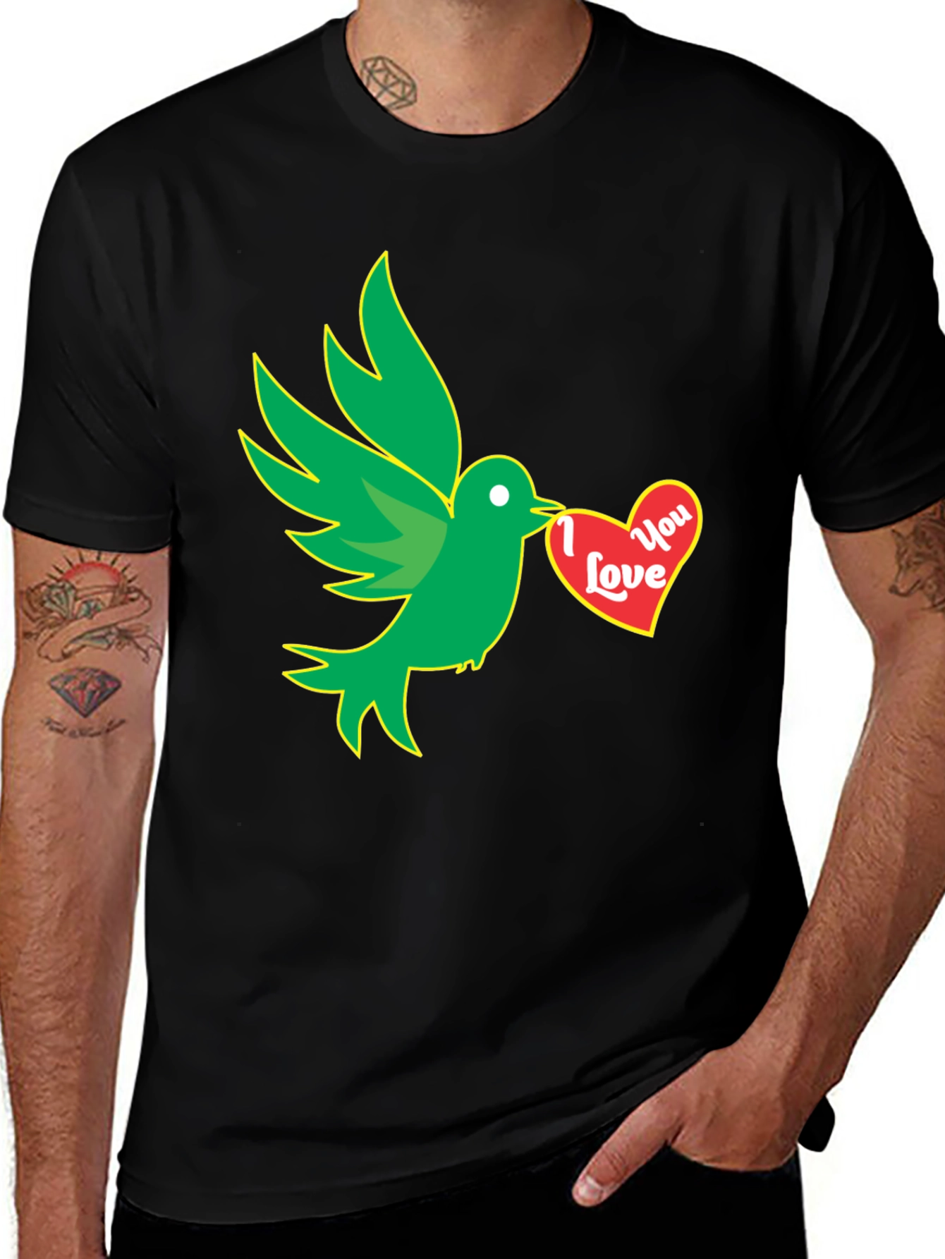 Love Bird Graphic T-Shirt - Black