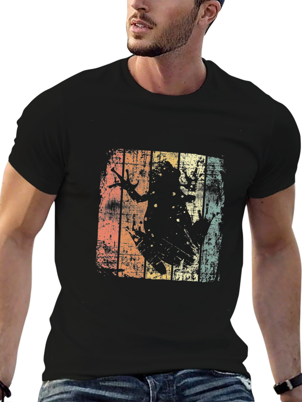 Retro Frog Graphic T-Shirt - Black Tee