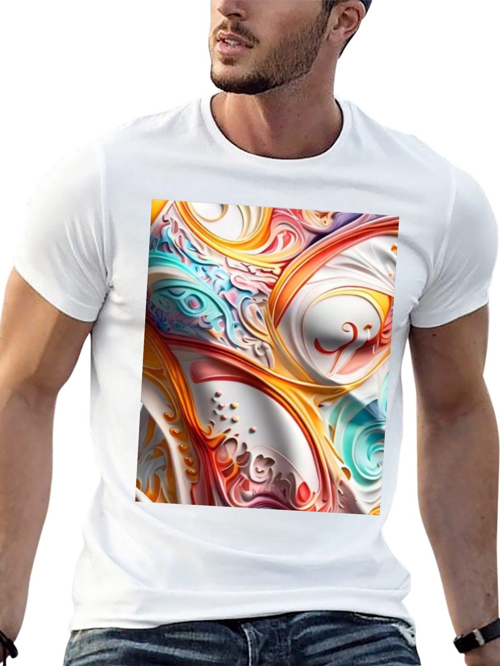 Abstract Swirl Art Black T-Shirt