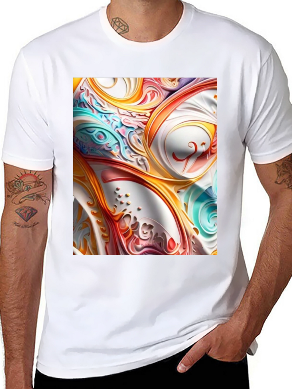 Abstract Swirl Art Black T-Shirt