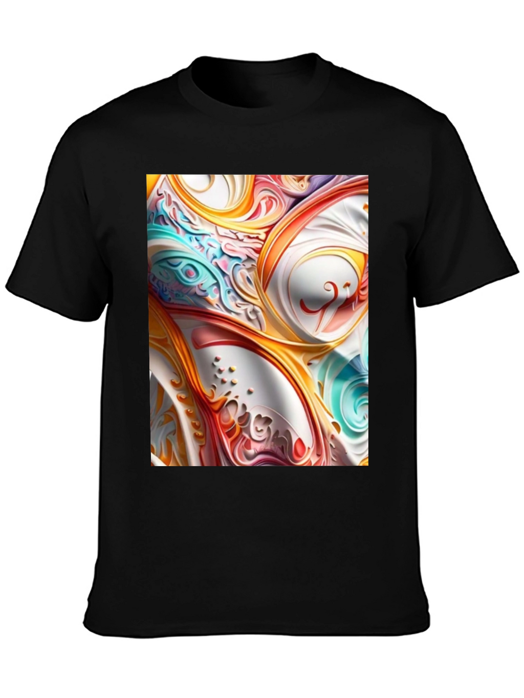 Abstract Swirl Art Black T-Shirt