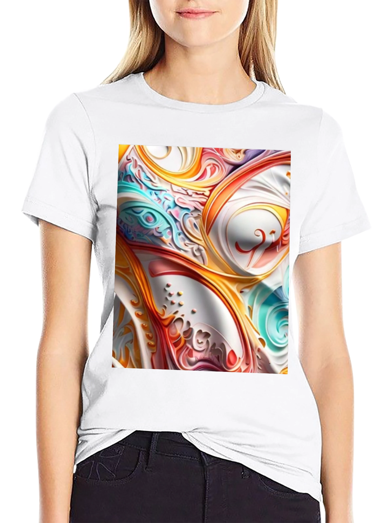Abstract Swirl Art Black T-Shirt