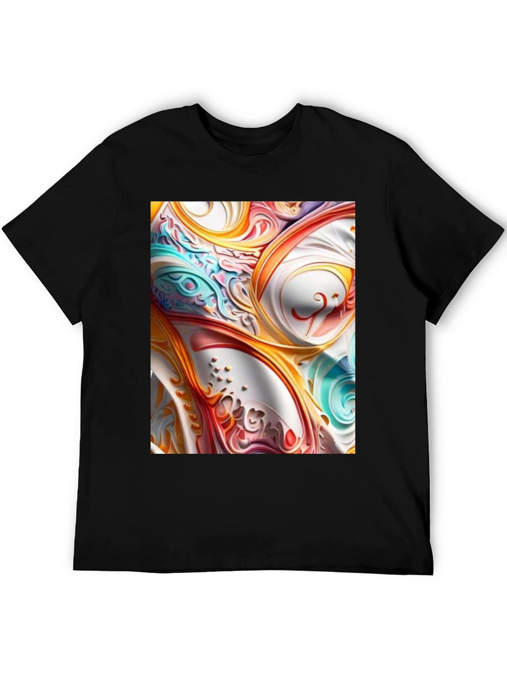 Abstract Swirl Art Black T-Shirt
