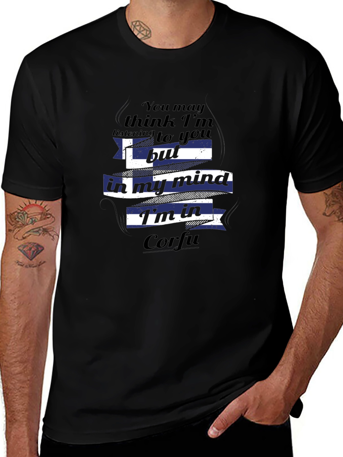 Corfu Mind T-Shirt - Greece Flag Design