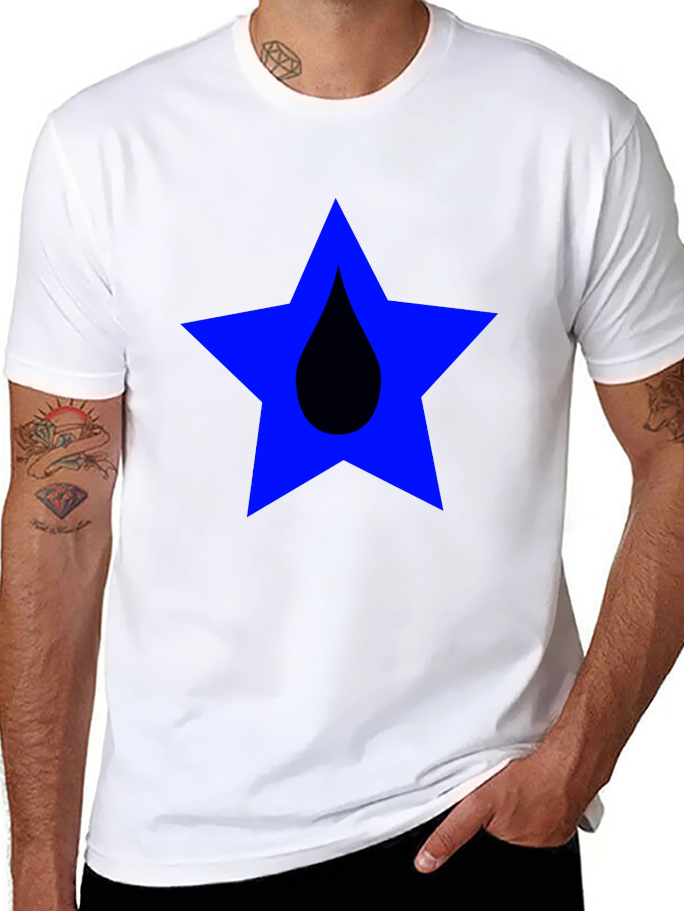 Star Drop Graphic Tee - Casual Black T-Shirt