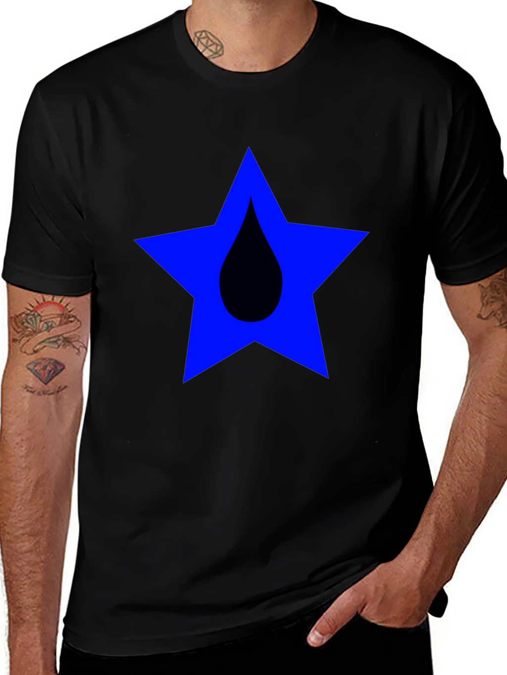 Star Drop Graphic Tee - Casual Black T-Shirt