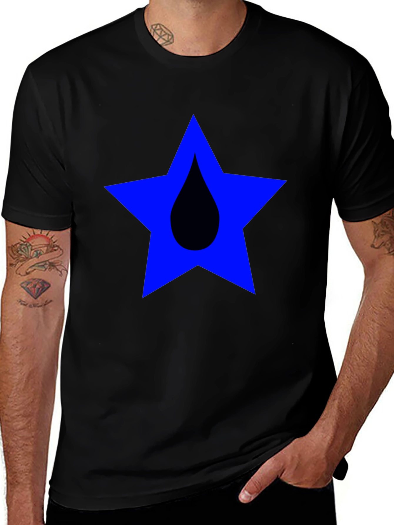 Star Drop Graphic Tee - Casual Black T-Shirt