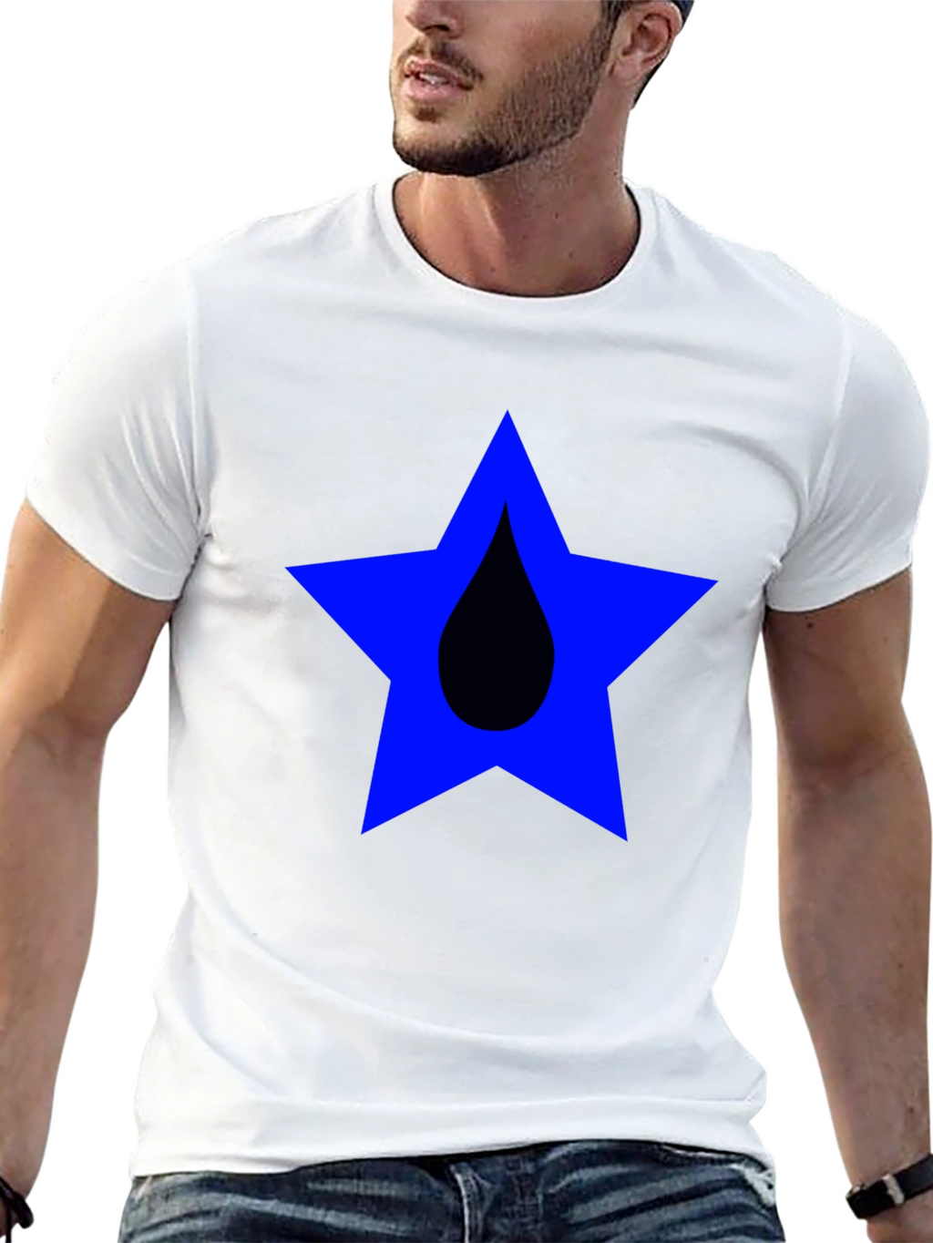 Star Drop Graphic Tee - Casual Black T-Shirt