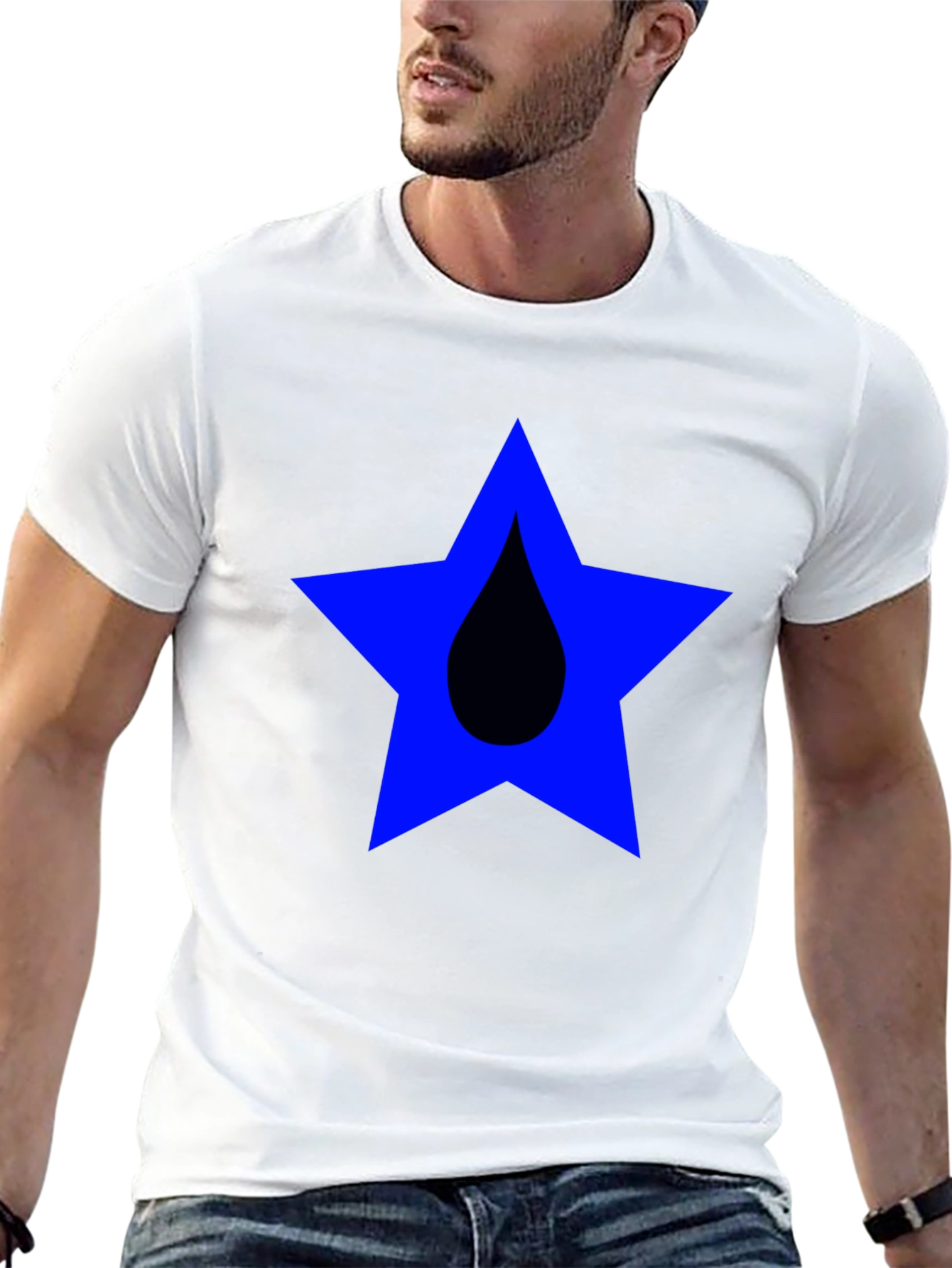 Star Drop Graphic Tee - Casual Black T-Shirt