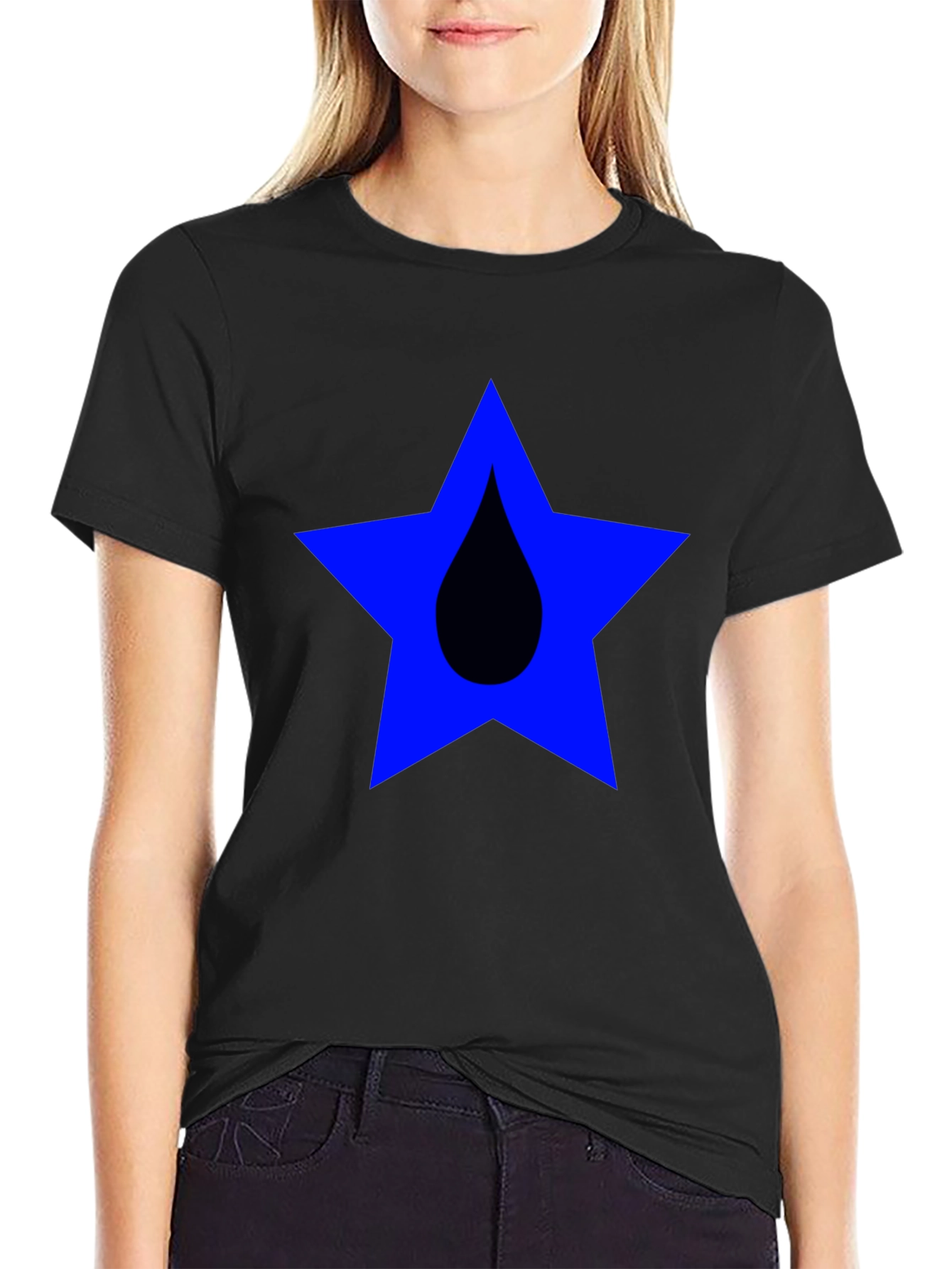 Star Drop Graphic Tee - Casual Black T-Shirt
