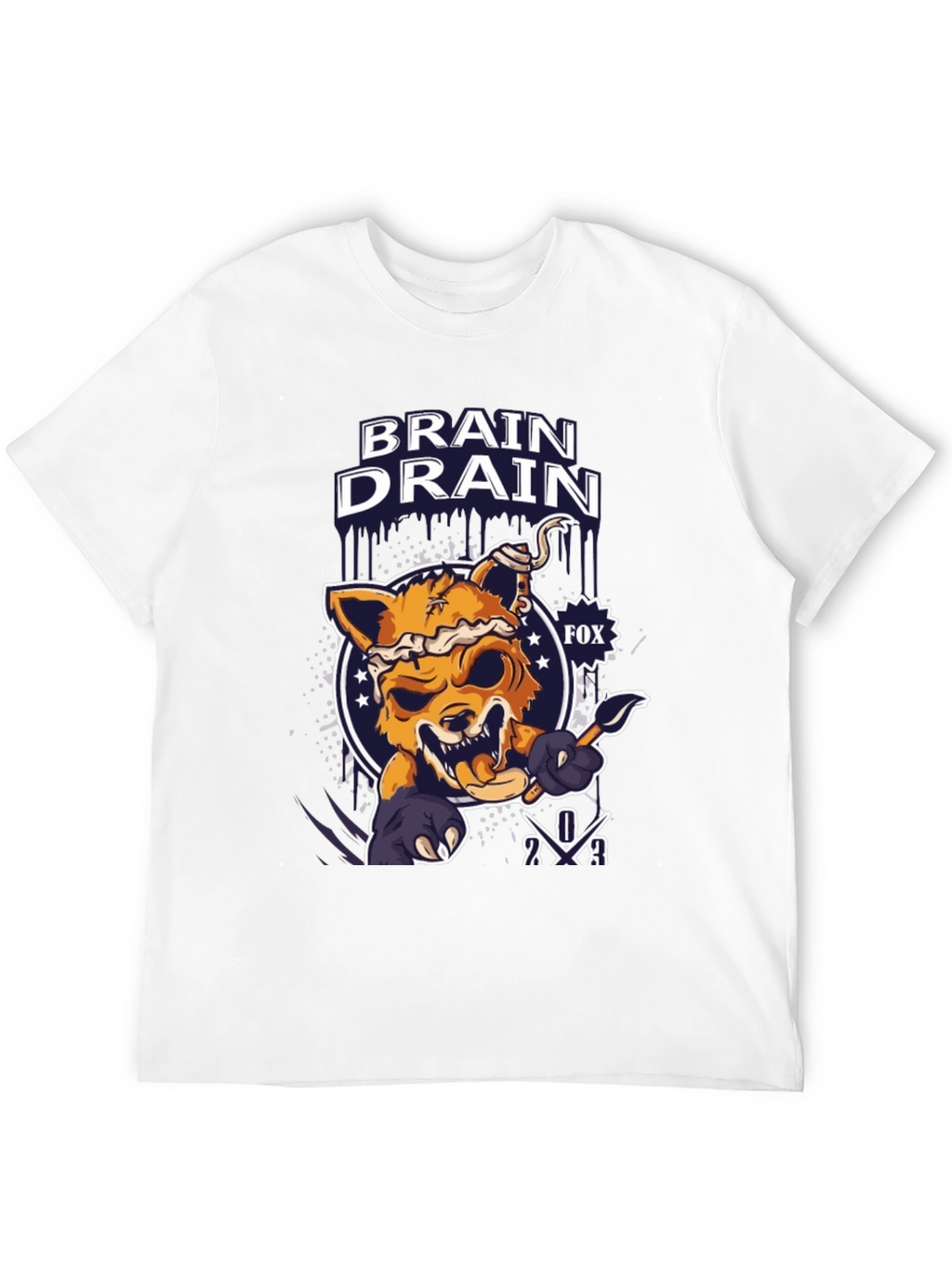Brain Drain Fox Graphic T-Shirt - Unique Design