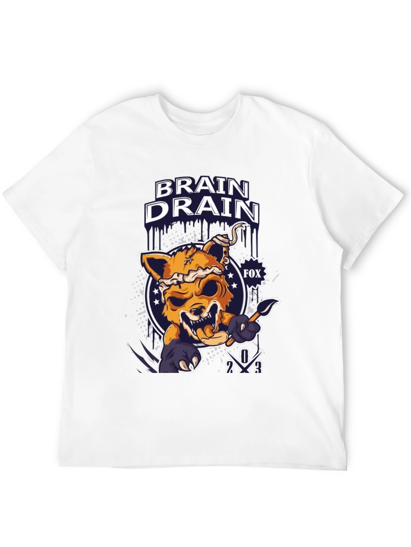 Brain Drain Fox Graphic T-Shirt - Unique Design