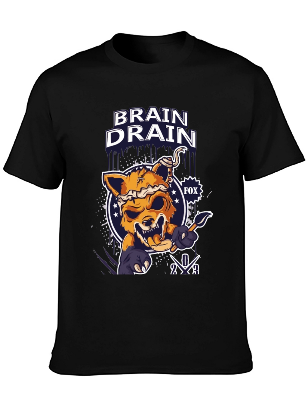 Brain Drain Fox Graphic T-Shirt - Unique Design