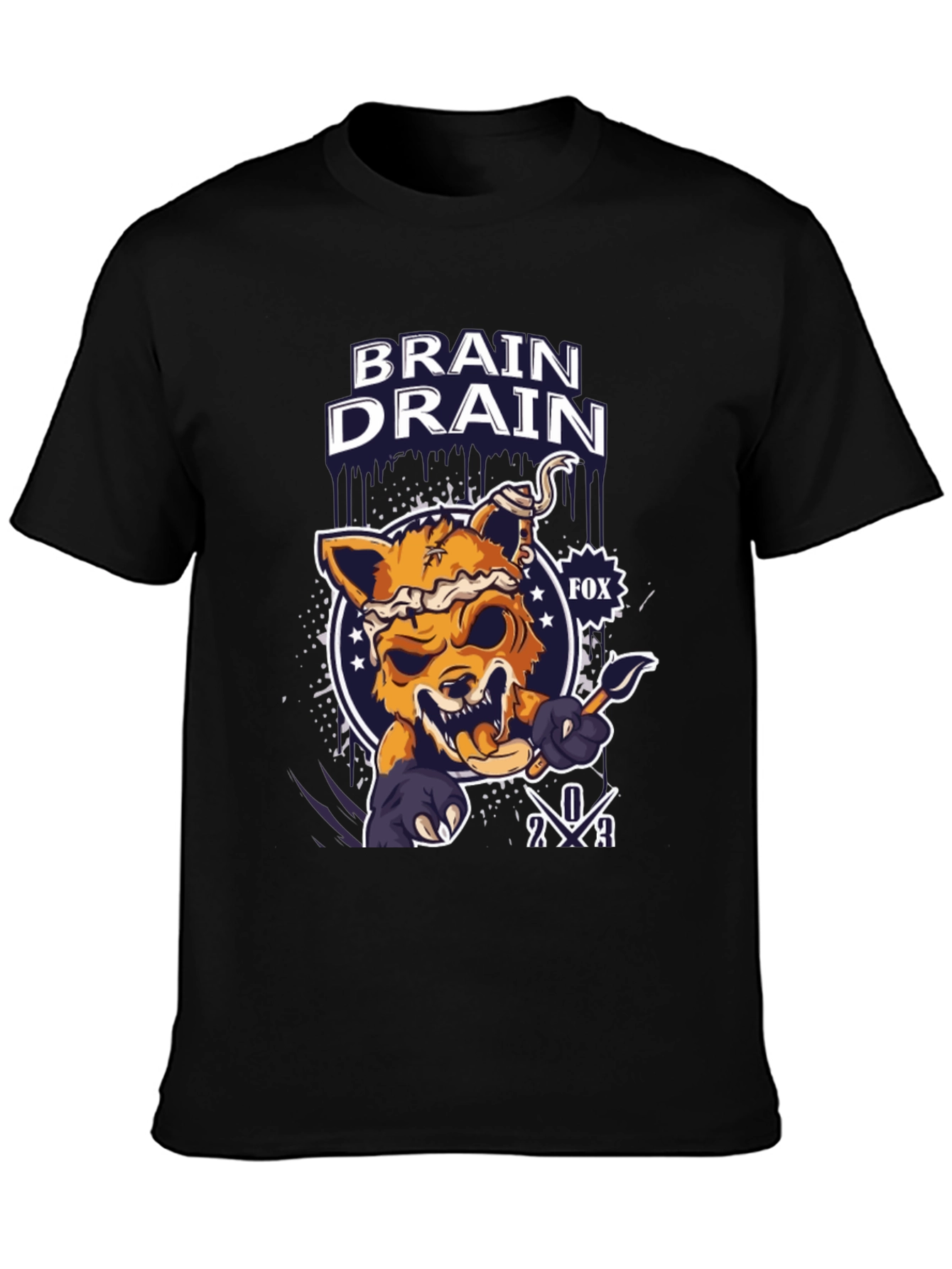 Brain Drain Fox Graphic T-Shirt - Unique Design